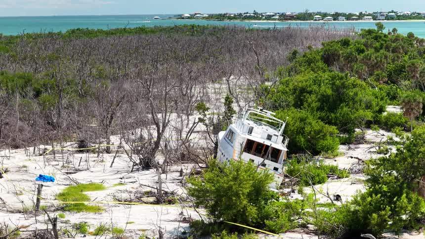 A shipwrecked boat
