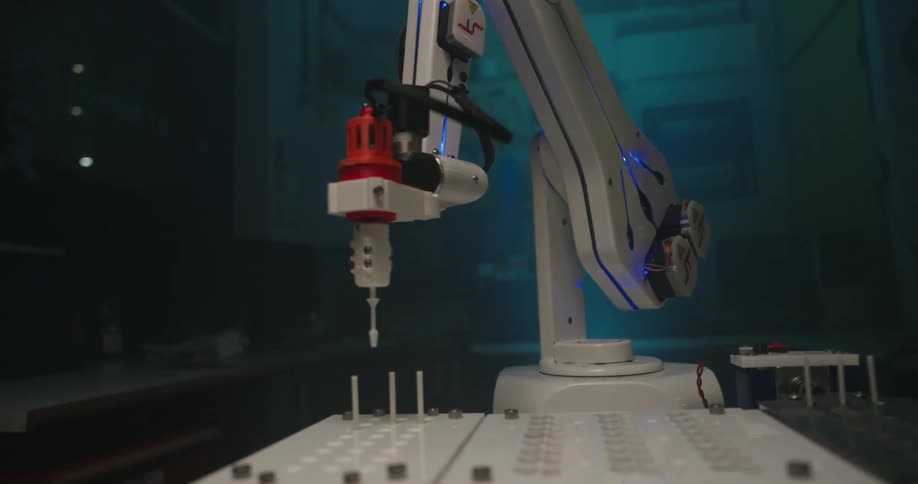 The machine is drilling and turning back and forth