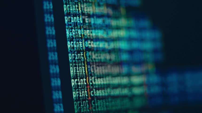 Closeup of a screen displaying website programming code