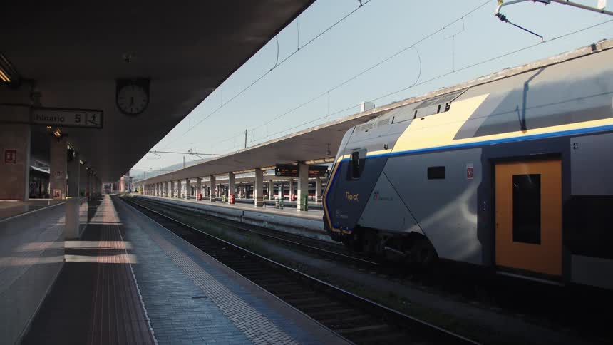 The train is stopped at the station