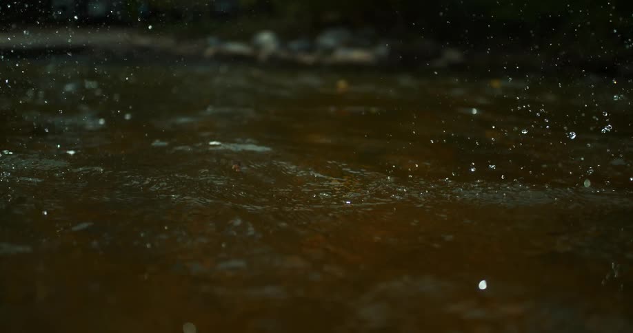 Fishing line touching the water surface with gentle splashes