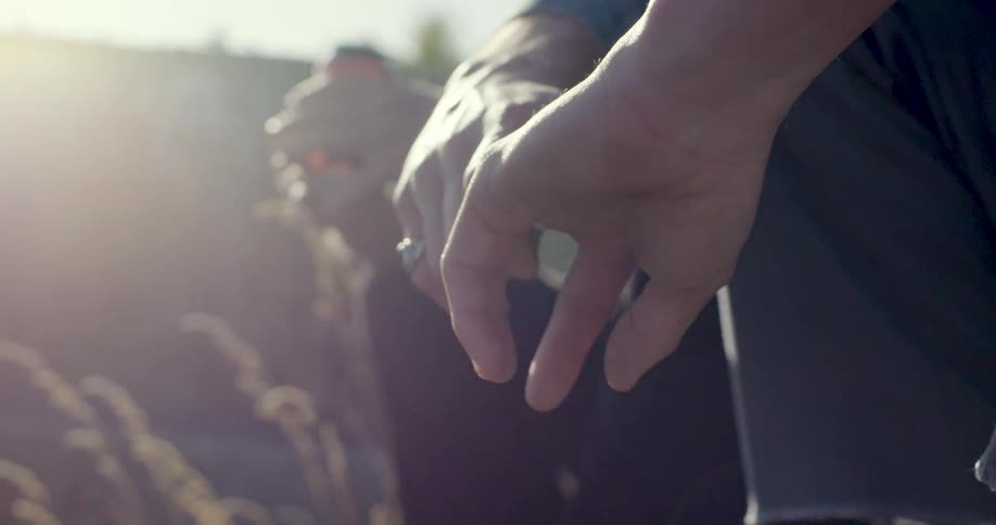 Hands close together in a relaxed gesture under natural light
