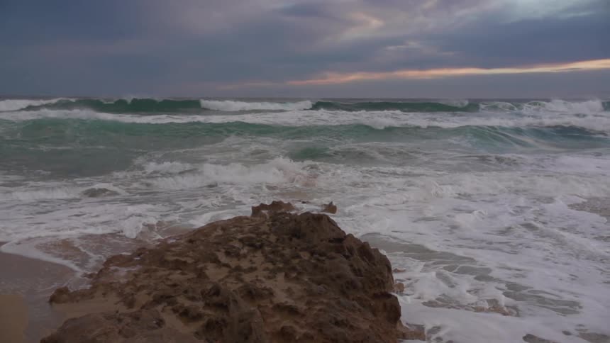 Waves crashing on a beach
