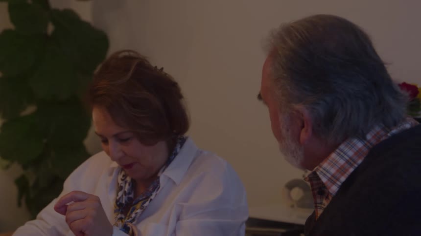 Elderly couple shares a moment