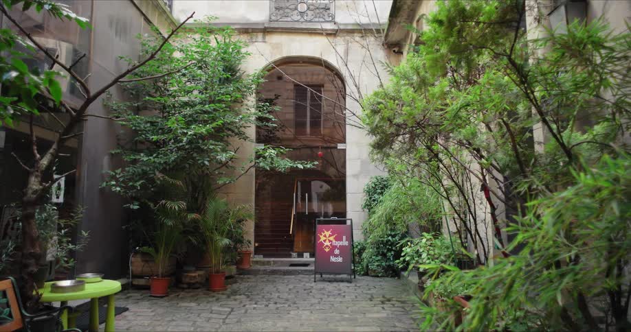 A small plaza between buildings