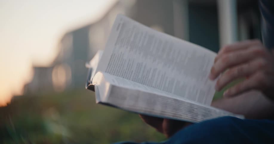 A person reading outside