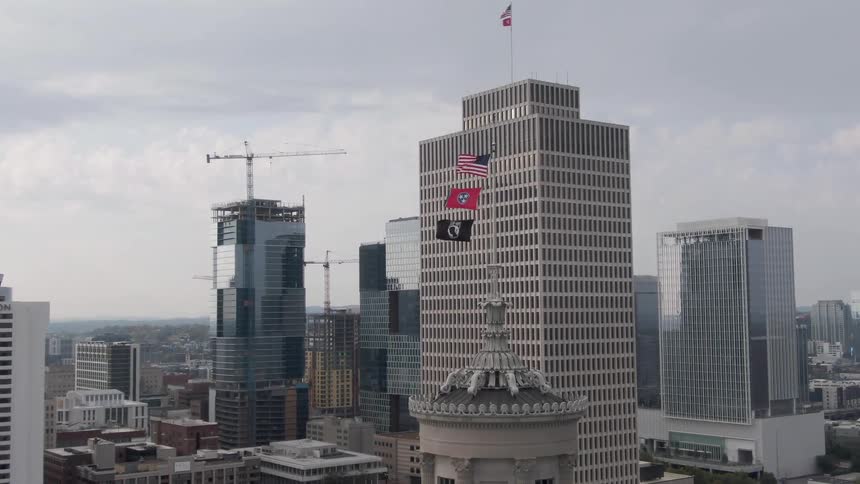 Some large buildings in a city