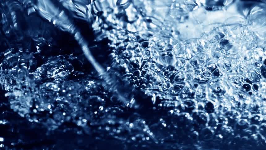 Blue liquid bubbles