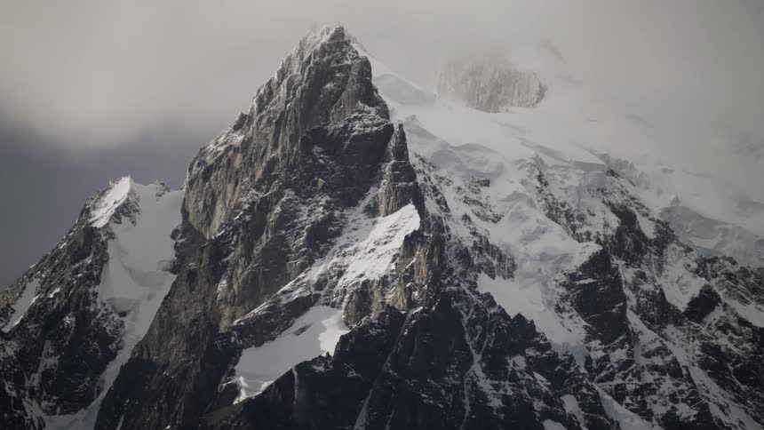 A snowy mountain peak