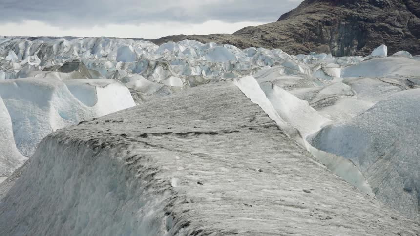 A row of ice hills are on a mountain
