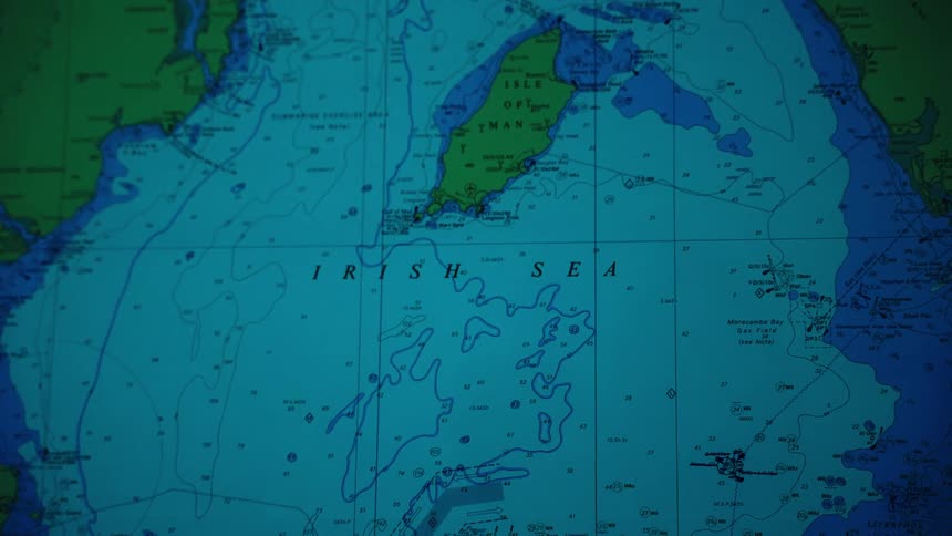 Nautical map highlighting the irish sea and the isle of man