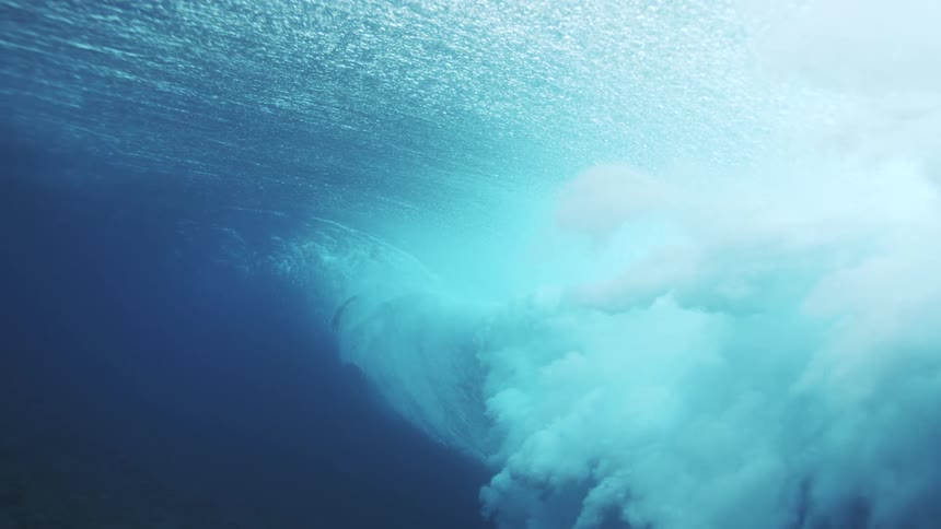 A wave seen from underwater