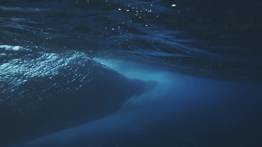 A wave seen from underwater