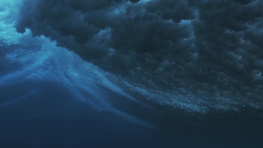 A wave seen from underwater