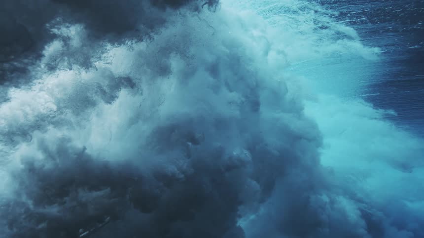 A wave seen from underwater