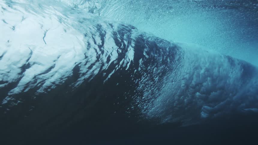 A wave seen from underwater