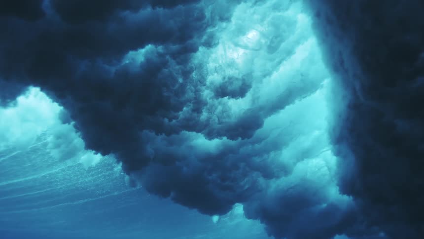 A wave seen from underwater