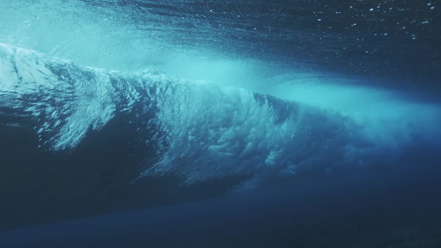 A wave seen from underwater