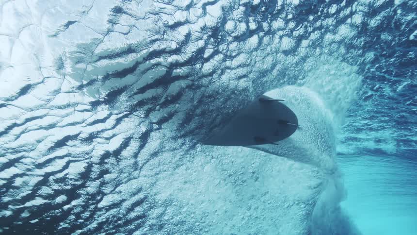 A wave seen from underwater
