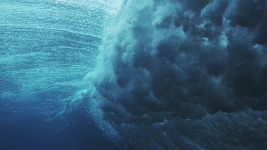 A wave seen from underwater