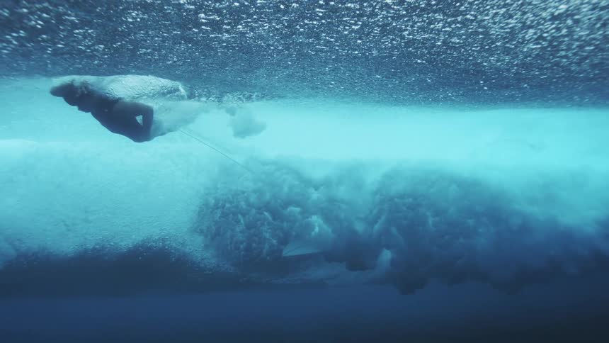 A wave seen from underwater