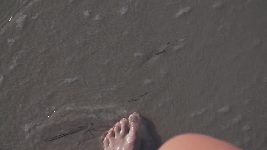 Person running across the water