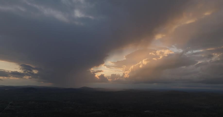 Sun sets over the land