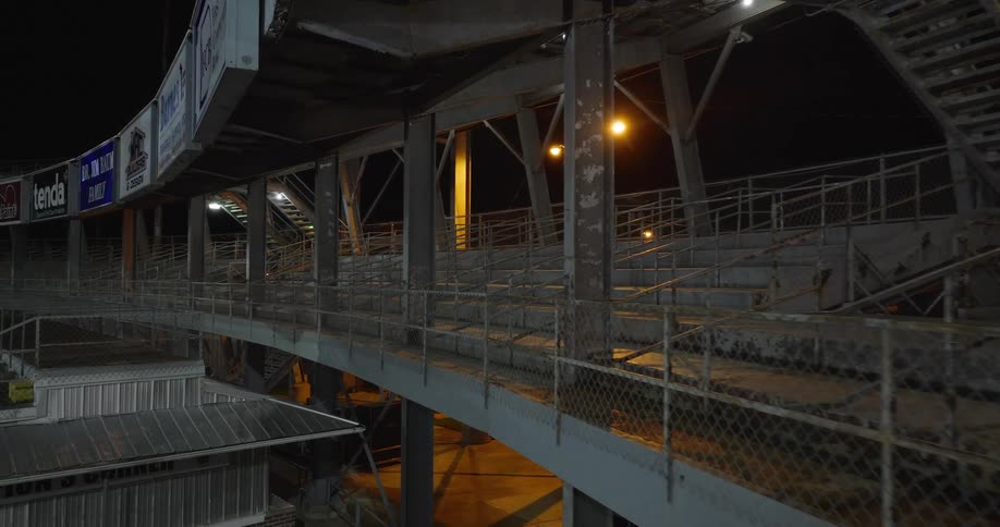 The stadium is empty at night