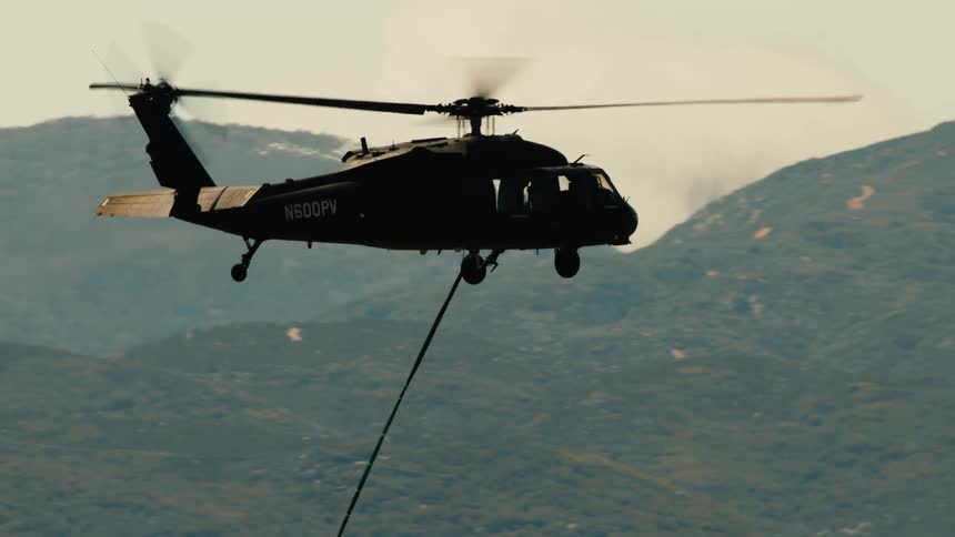 A helicopter in flight