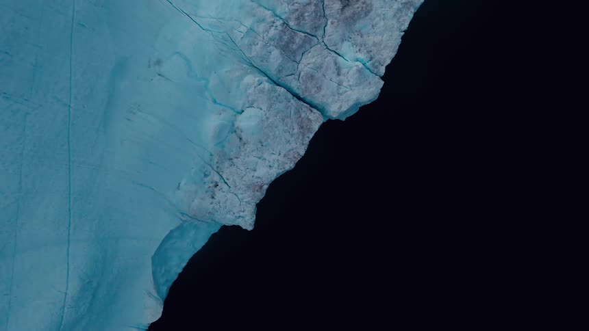 Aerial view of a melting arctic glacier