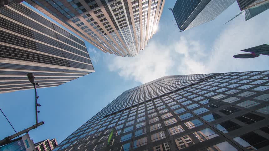 Looking up at the skyscrapers