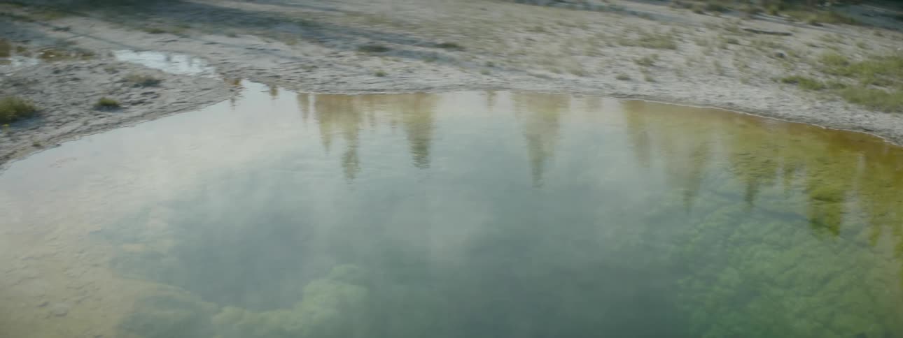 Fog moves over this small pool of water
