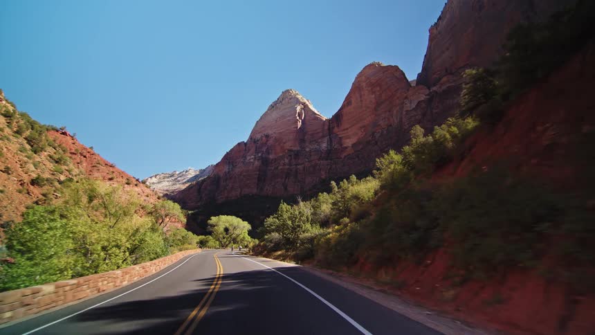 Riding along a mountain road