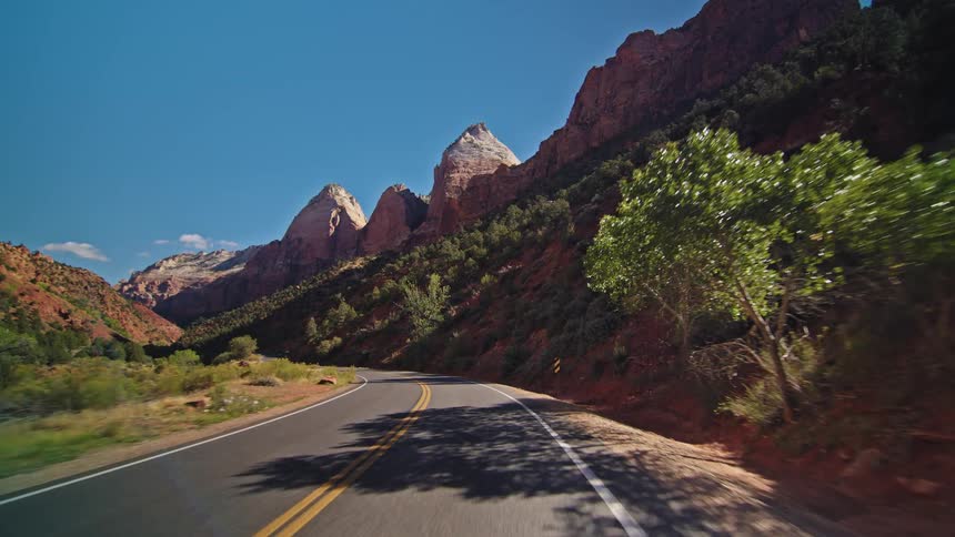 Riding along a mountain road