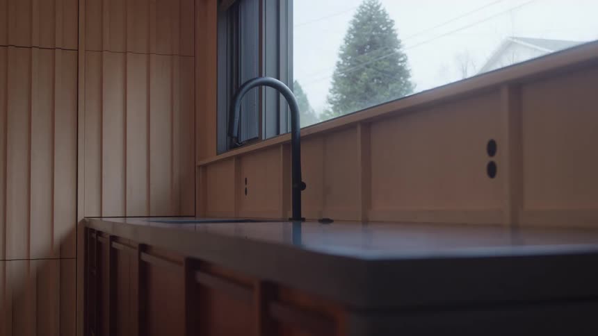 Countertop faucet and sink and window