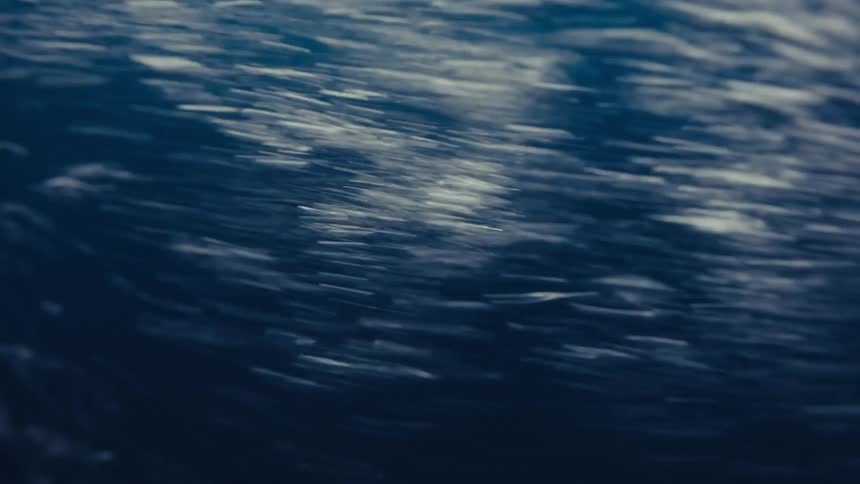 This video shows a dynamic underwater view of an ocean wave cresting and breaking with the camera seemingly inside the tube of the wavethe frame is filled with rushing water streaming white bubbles and a dark blue center illustrating the intense mo