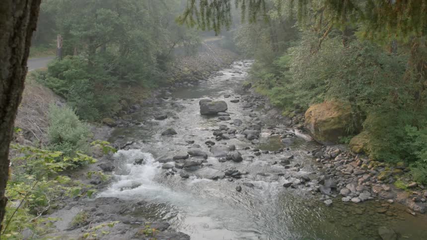 Water flowing through rocks in river