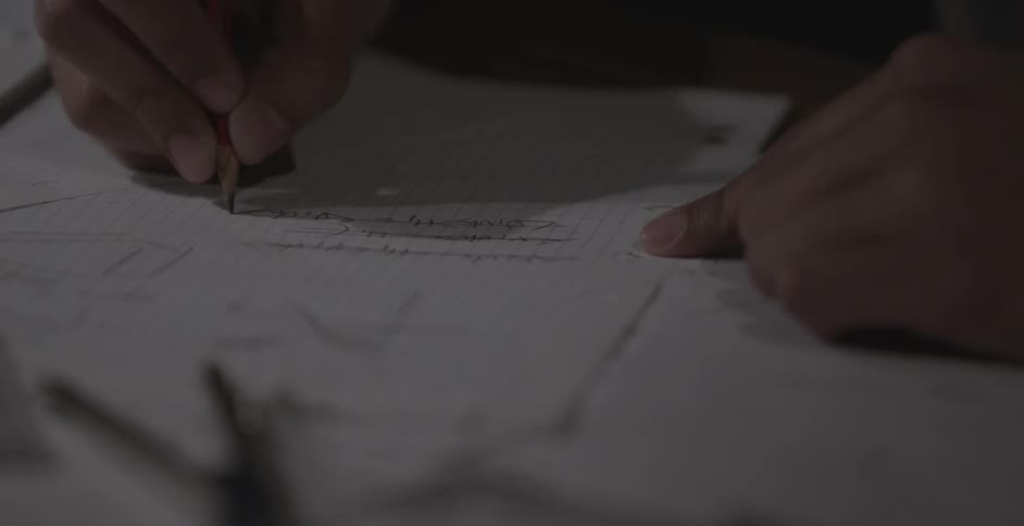 Person writing on a paper on a desk