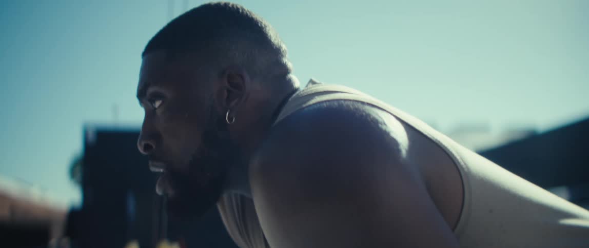 A man stretching outdoors
