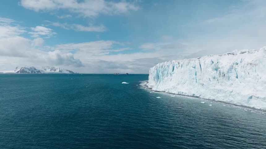 An aerial view of glaciers in the arctic