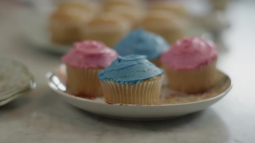 Cupcakes sit on a plate