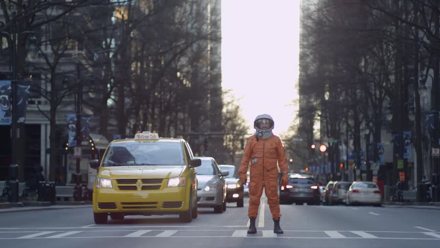 Cosmonaut Walking On The Streets