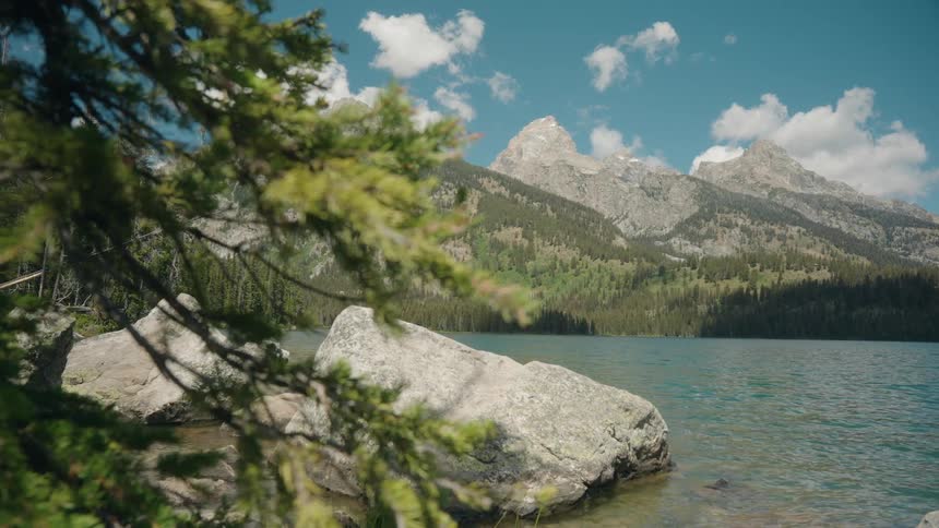 The lake is surrounded by mountains
