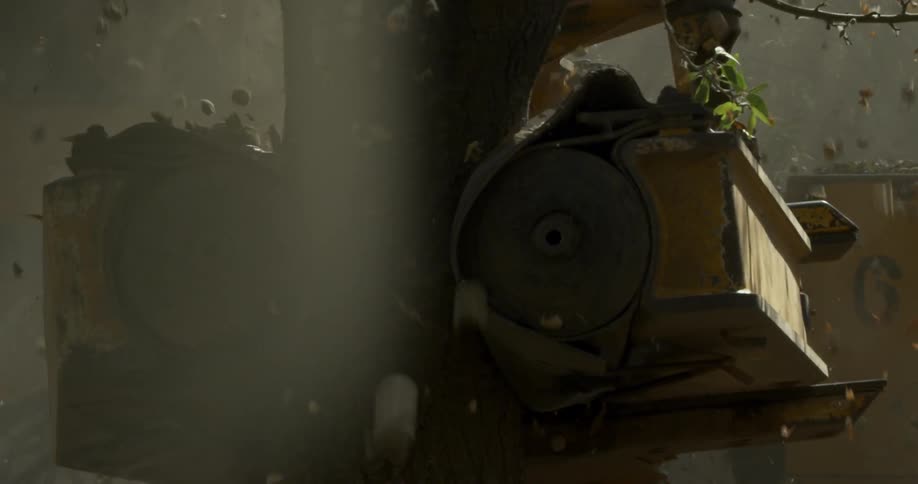 A machine is shaking a tree