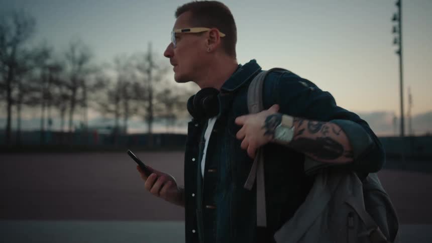 A man walking outdoors