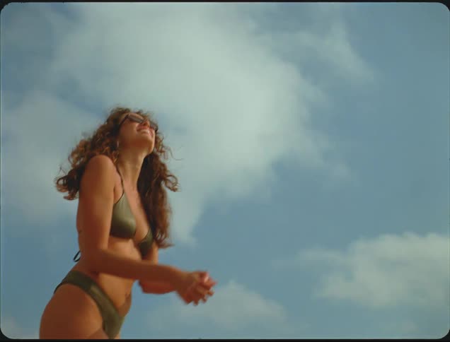Player hits the ball during a beach volleyball match