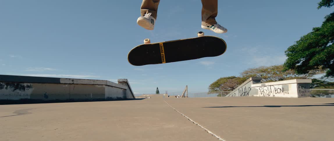 Skateboarder performing aerial