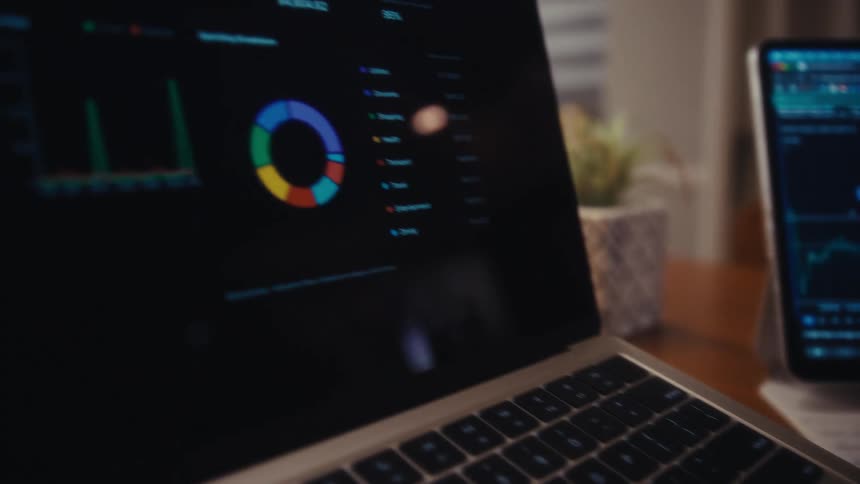 Two two screens display graphs