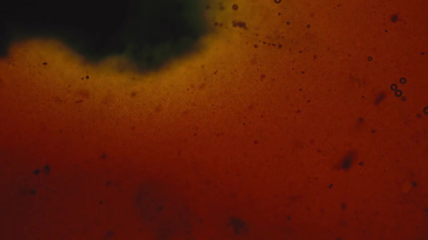 The red and yellow liquid move