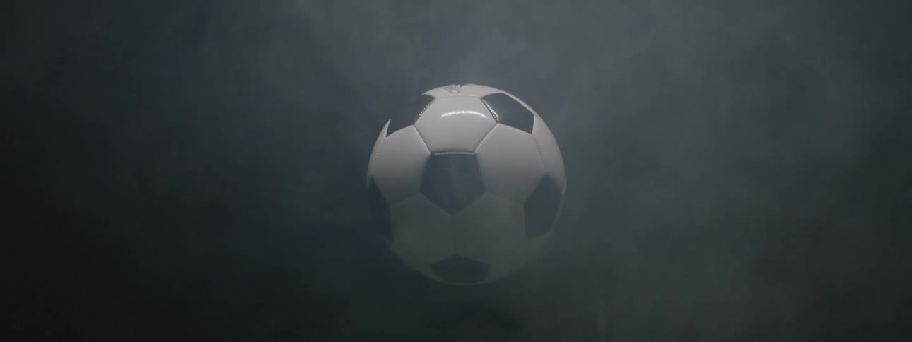 Black and white soccer ball floating